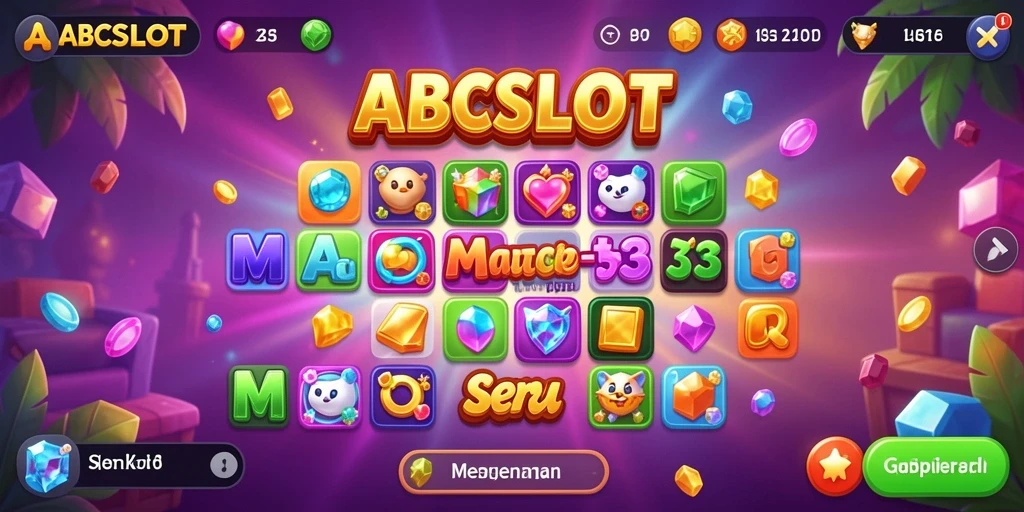 Tangkapan layar menunjukkan gameplay seru dari ABCSLOT Match-3.