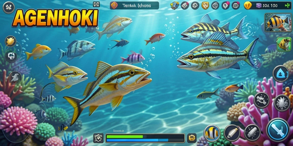 Tampilan gameplay menembak ikan yang mendebarkan di AGENHOKI.