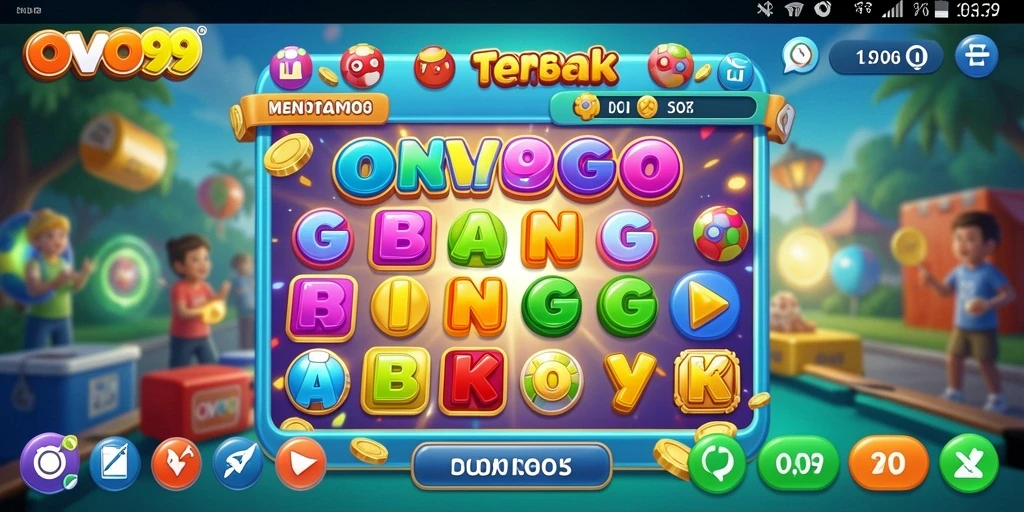 Tampilan gameplay menarik dari OVO99 yang penuh warna dan seru.